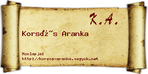 Korsós Aranka névjegykártya