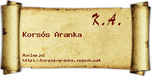 Korsós Aranka névjegykártya